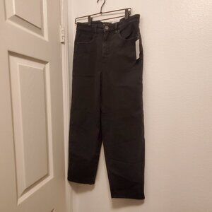 Black cropped high-rise Mom Jeans